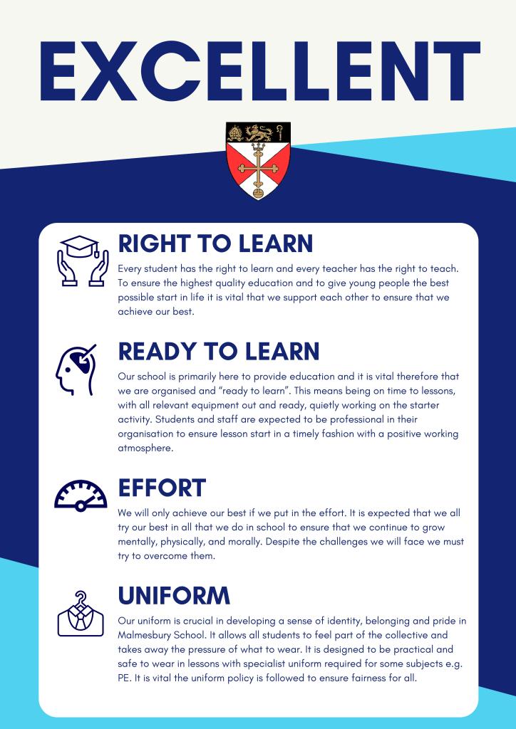 Malmesbury school values: Excellent